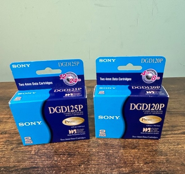 New Sony DGD125P and DGD120P 2 packs 4mm Data Cartridge Premium Sealed