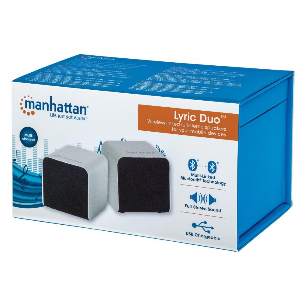 Lyric Duo, Left/Right Stereo Bluetooth 2.1 Speakers w/ Rechargeable Battery