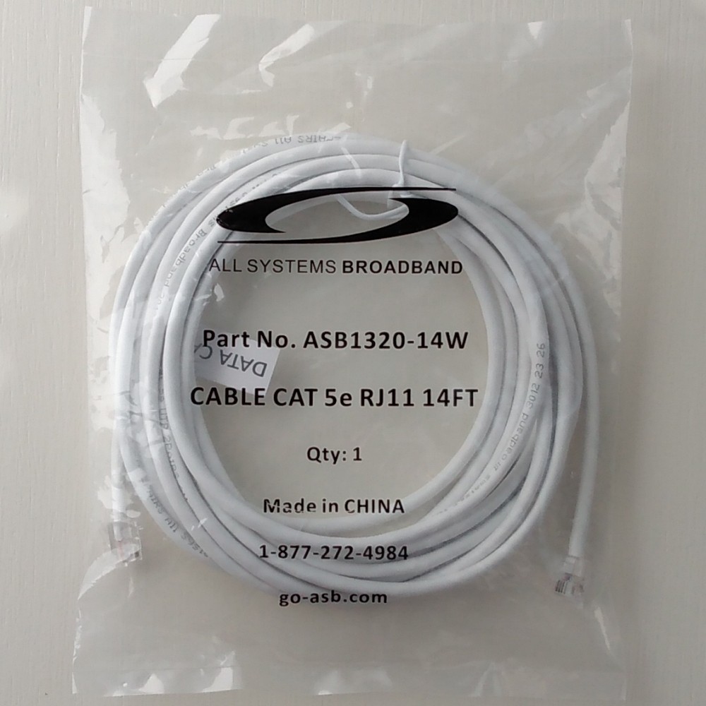 14 ft DSL ADSL VDSL internet data wall outlet jack to modem cable