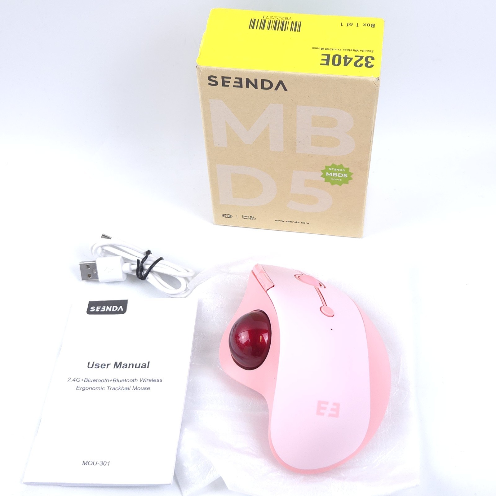 Seenda Wireless Trackball Mouse Bluetooth Ergonomic Rollerball Rechargeable 