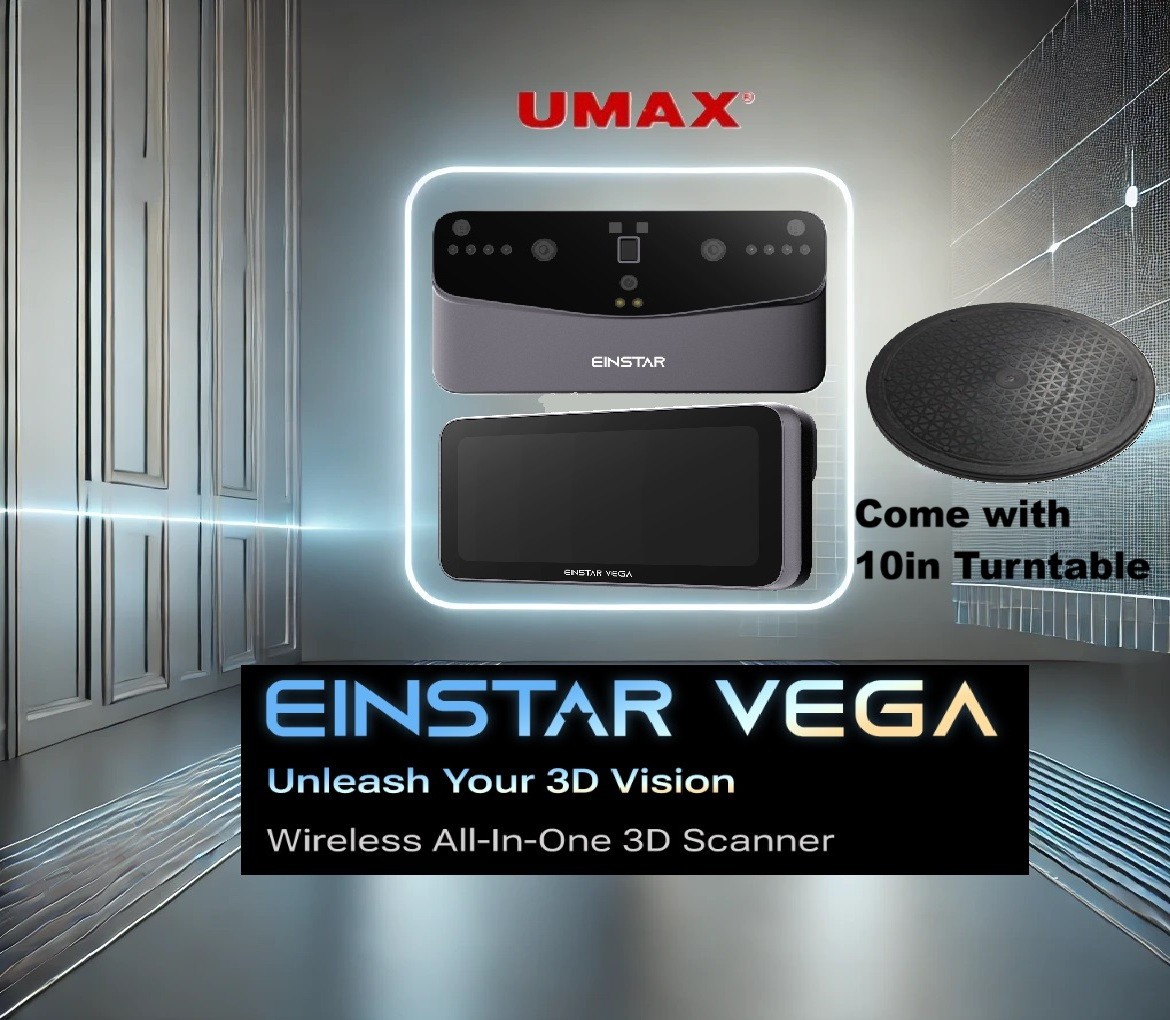 EINSTAR VEGA-Wireless All-In-One 3D Scanner (Titanium Gray) And Turntable