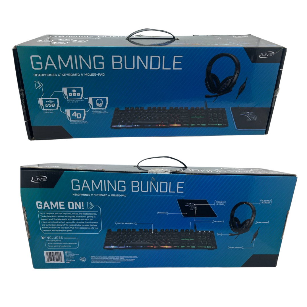 Gaming Keyboard Mouse Headset Pad Bundle for PC PS4 Xbox – iLive IAGMK22VP