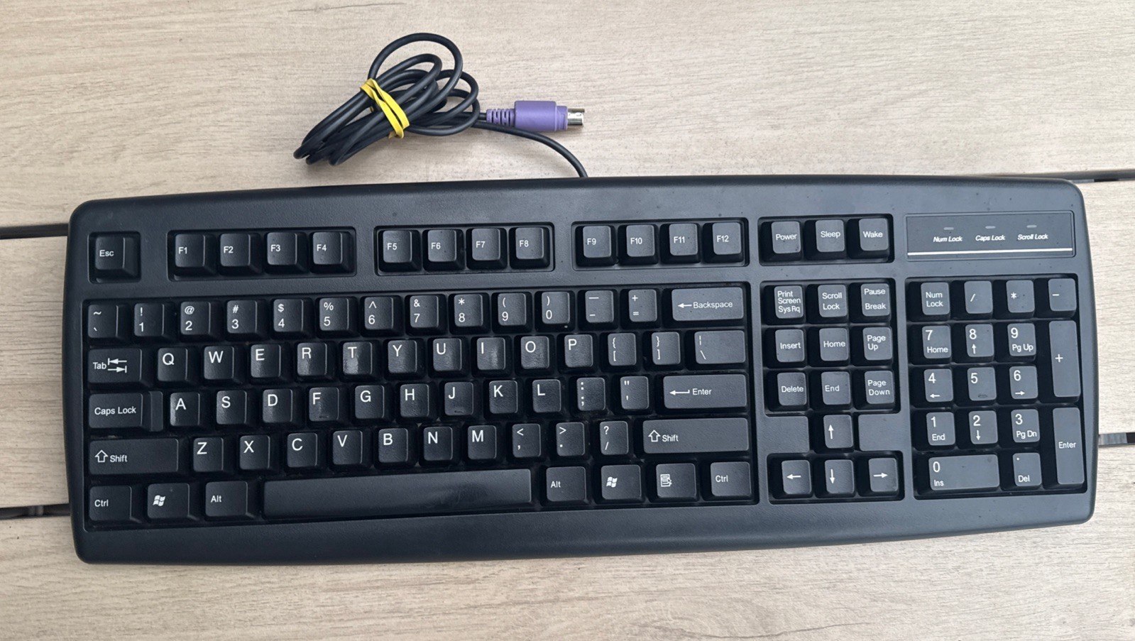 Vintage AOpen Wired PS/2 Keyboard Black (Model 90.00029.588) - Tested Working