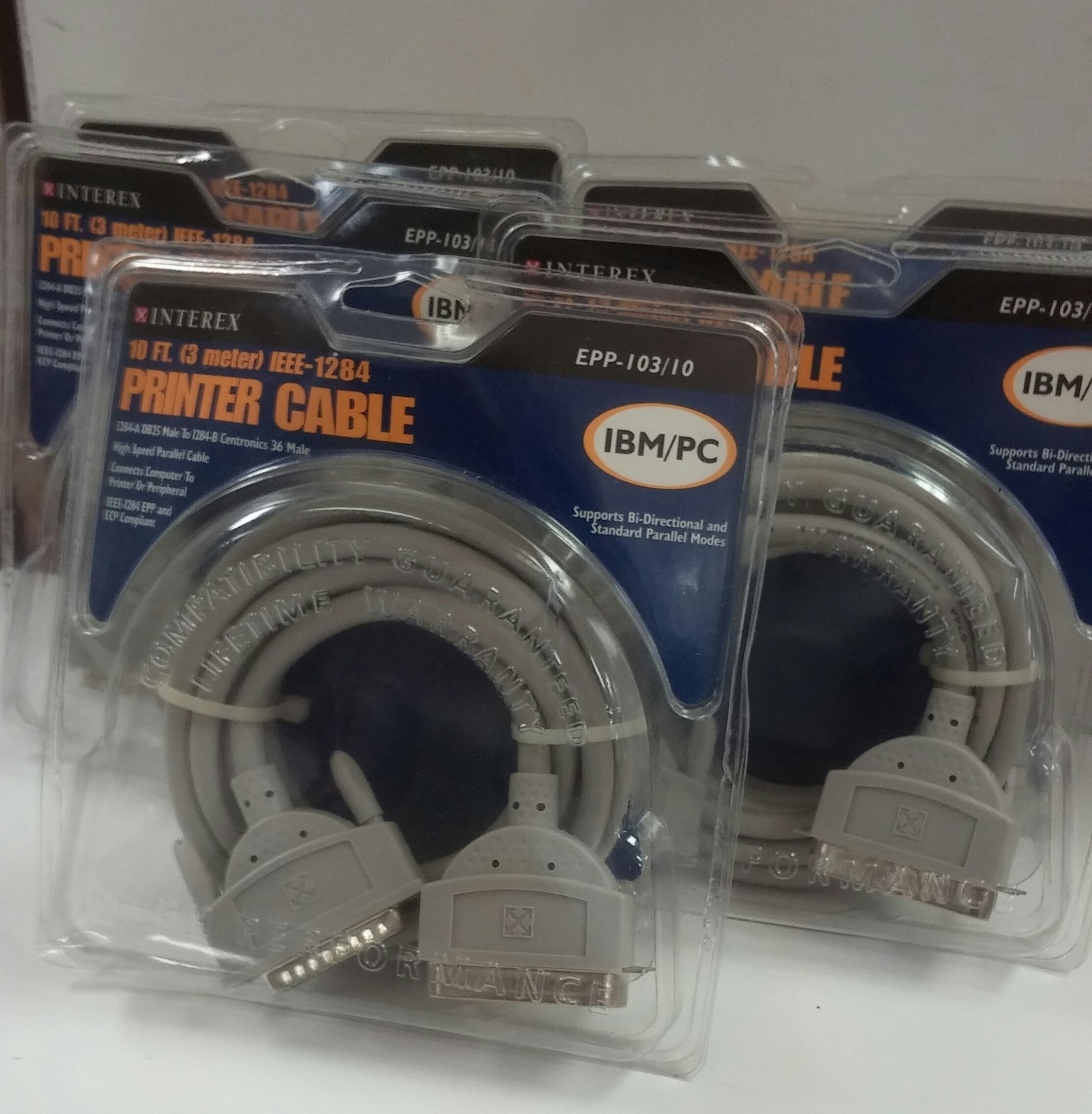 Intrex Parallel Printer Cable 10ft IEEE-1284  Lot of 5 (five)