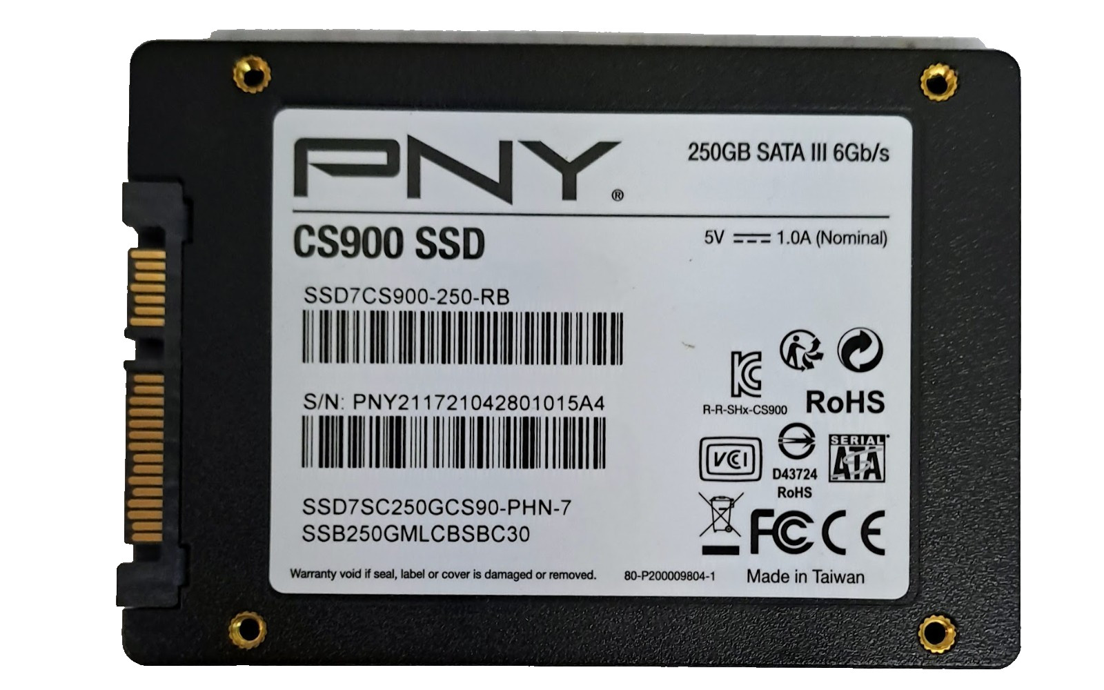 PNY CS900 250GB SATA III 2.5" 7mm Internal SSD (SSD7CS900-250-RB)
