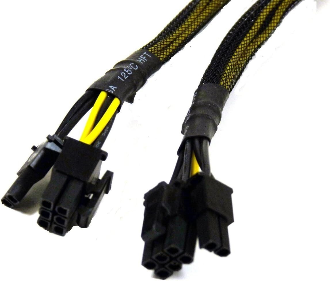AYA 11-Inch 18AWG PCI-Express PCI-E 8-Pin Male to 2x PCI-E 6+2 Female Cable