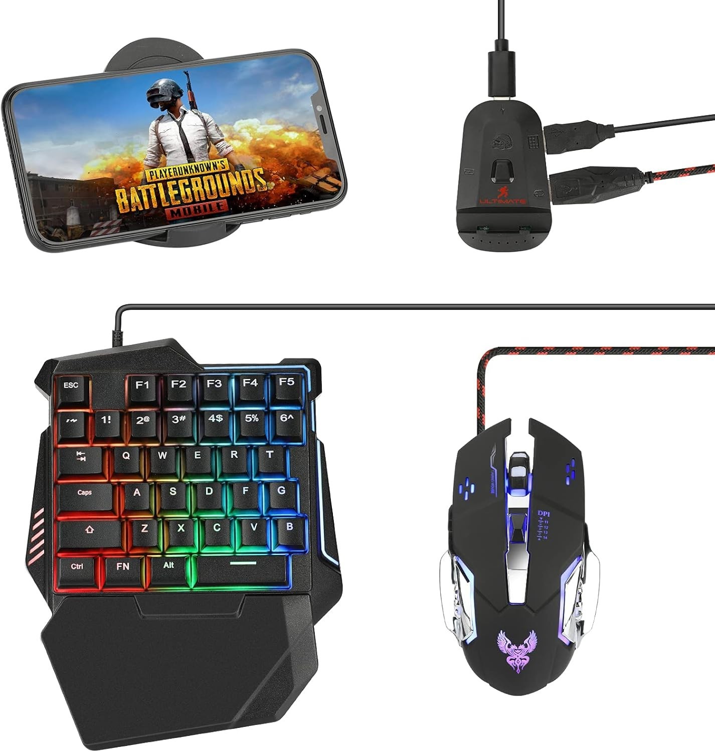 Half Hand Gaming Keyboard and Mouse Combo Laelr 35 Keys PUBG Wired Mechanical RG