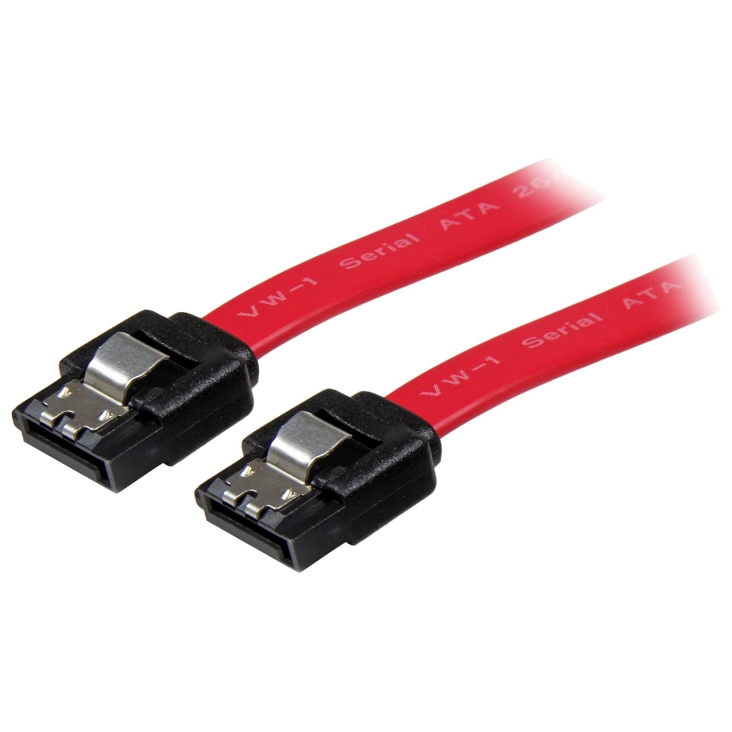 StarTech 18in Latching SATA Cable, Red, Serial ATA 150/300/600