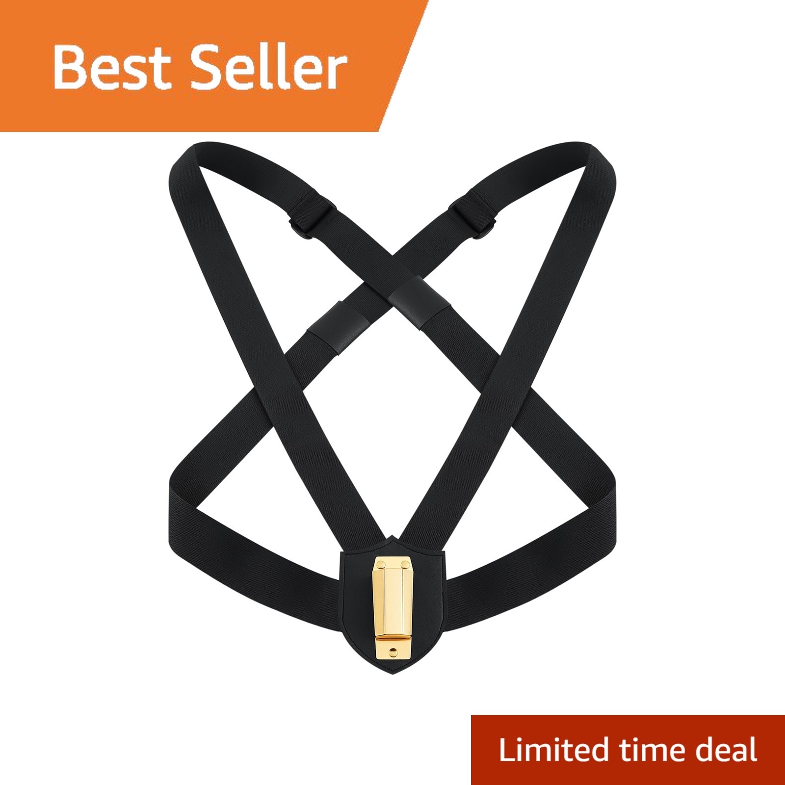 Jecery 1 Set Double Strap Flag Carrier Black Gold