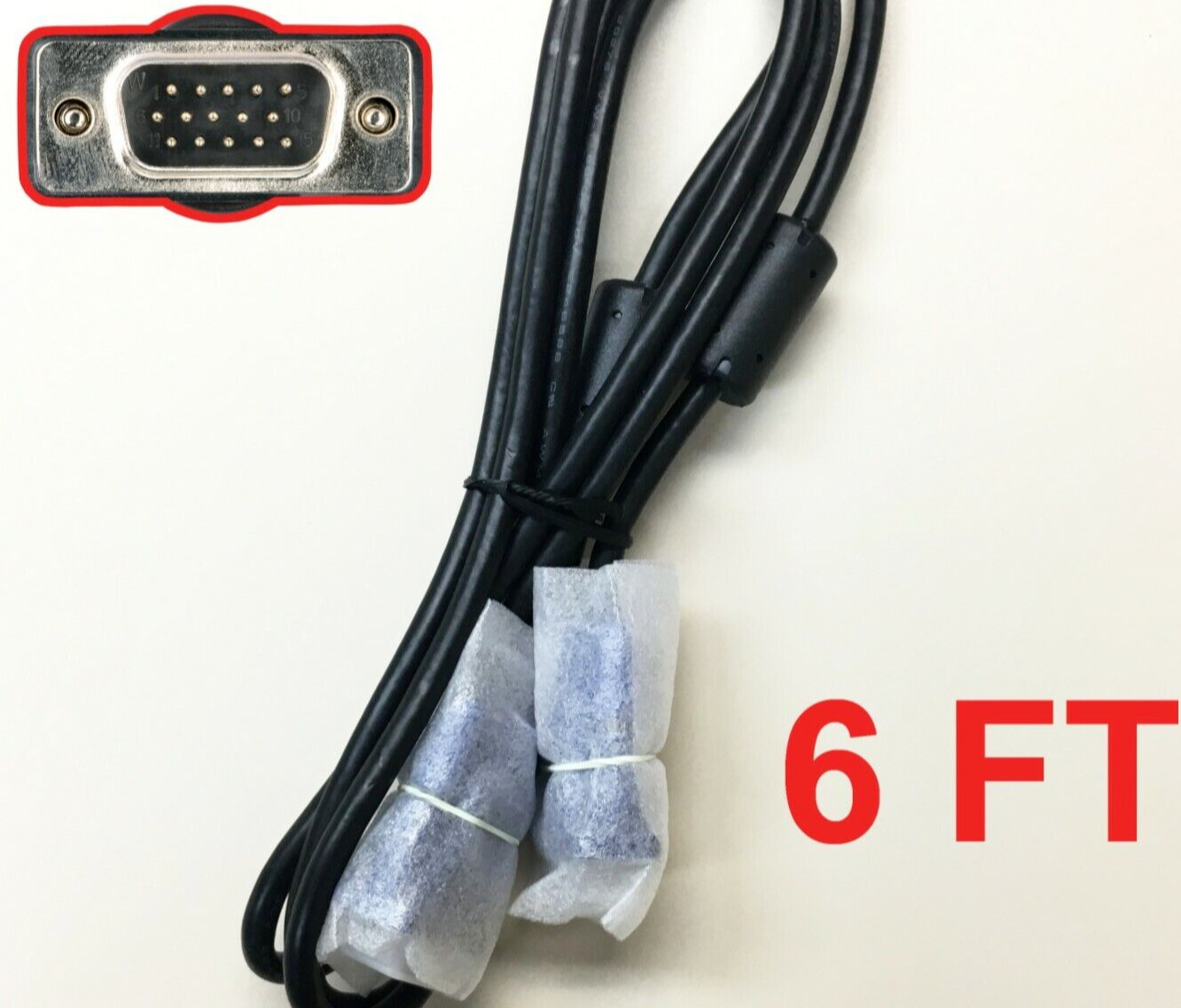 6' Foot Premium Ultra Thin VGA QXGA Male Video Display Monitor Cable HD15 M-M