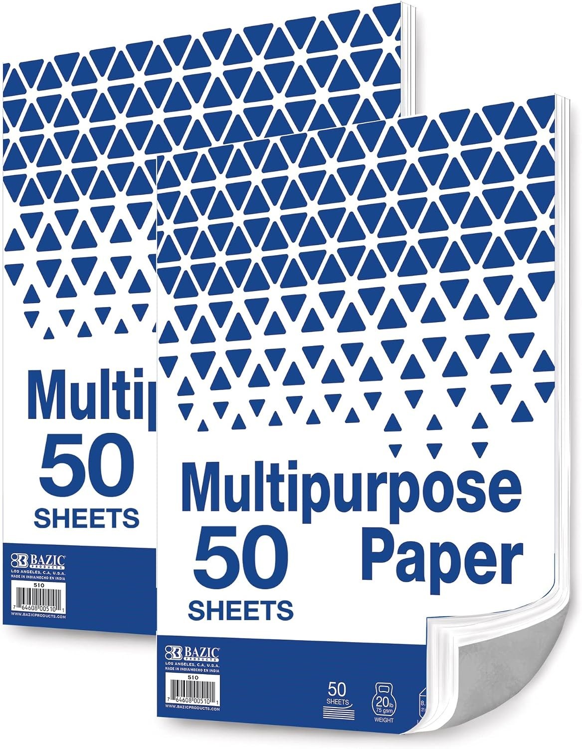 Eco-Friendly 8.5x11 White Multipurpose Paper 100% Recycled, 50 Sheets 2-Pack