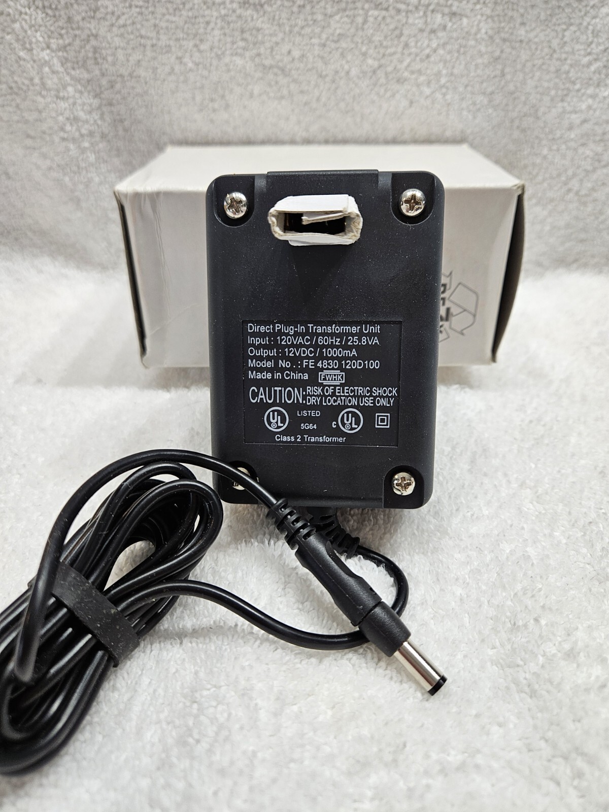 12VDC 1000mA 2-Prong AC Adapter Class 2 Transformer Power Supply FE4830 120d100
