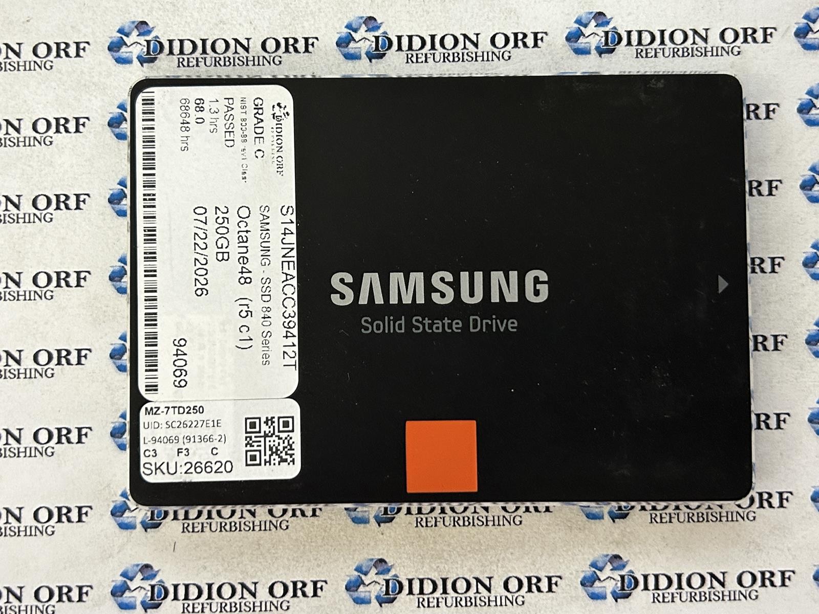 SAMSUNG 840 SERIES 250GB 2.5" SATA SSD MZ-7TD250, Grade C, SKU 26620