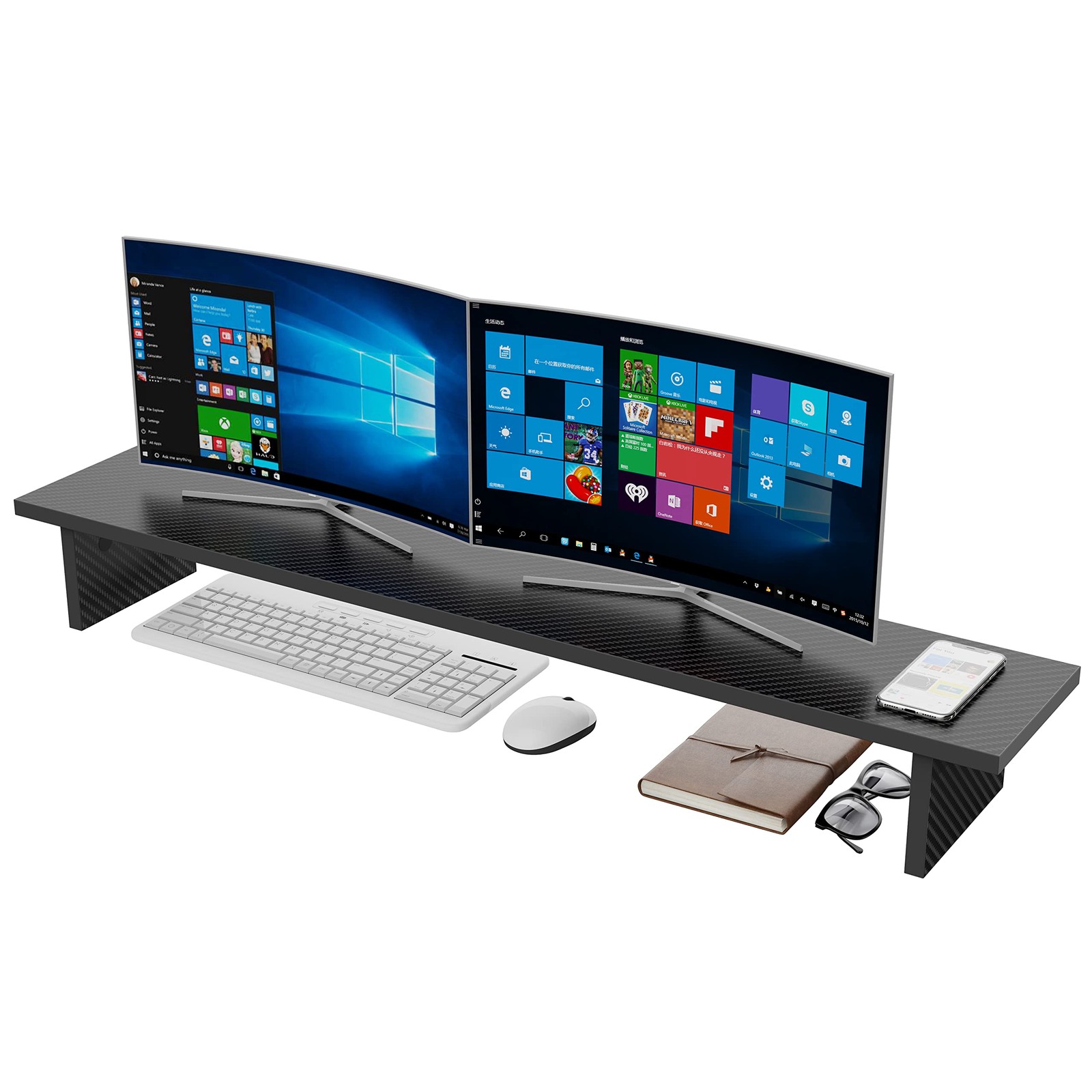 EUREKA ERGONOMIC Dual Monitor Stand - Adjustable Legs, Dual Monitor Riser, Ca...