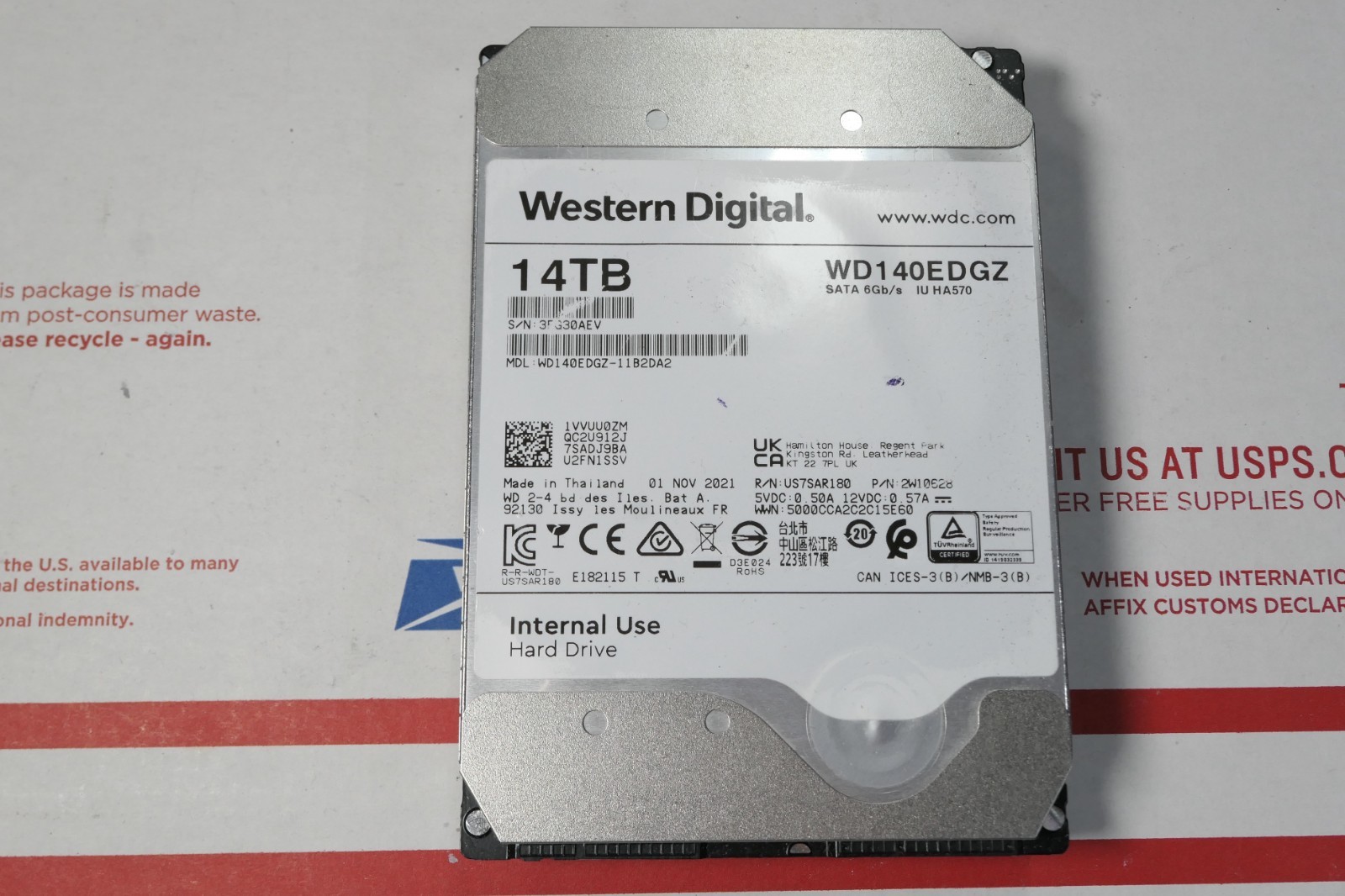 Western Digital 14TB SATA Hard Disk WD140EDGZ IU HA570 6Gb/s - 50% health