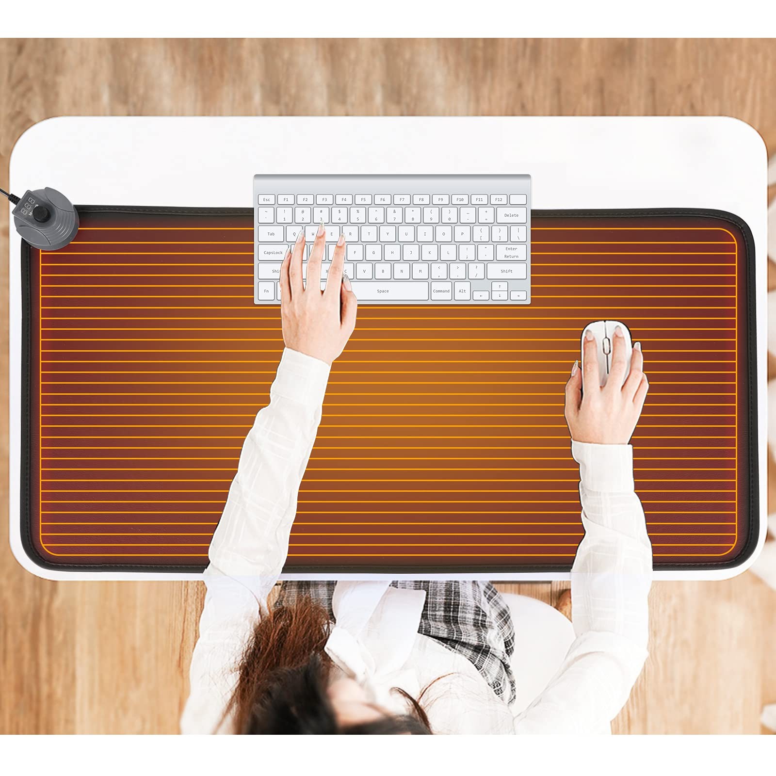 Mymyth Heated Desk Pad, Warm Mouse Foot Warmer - 8 Speeds Large, Black 