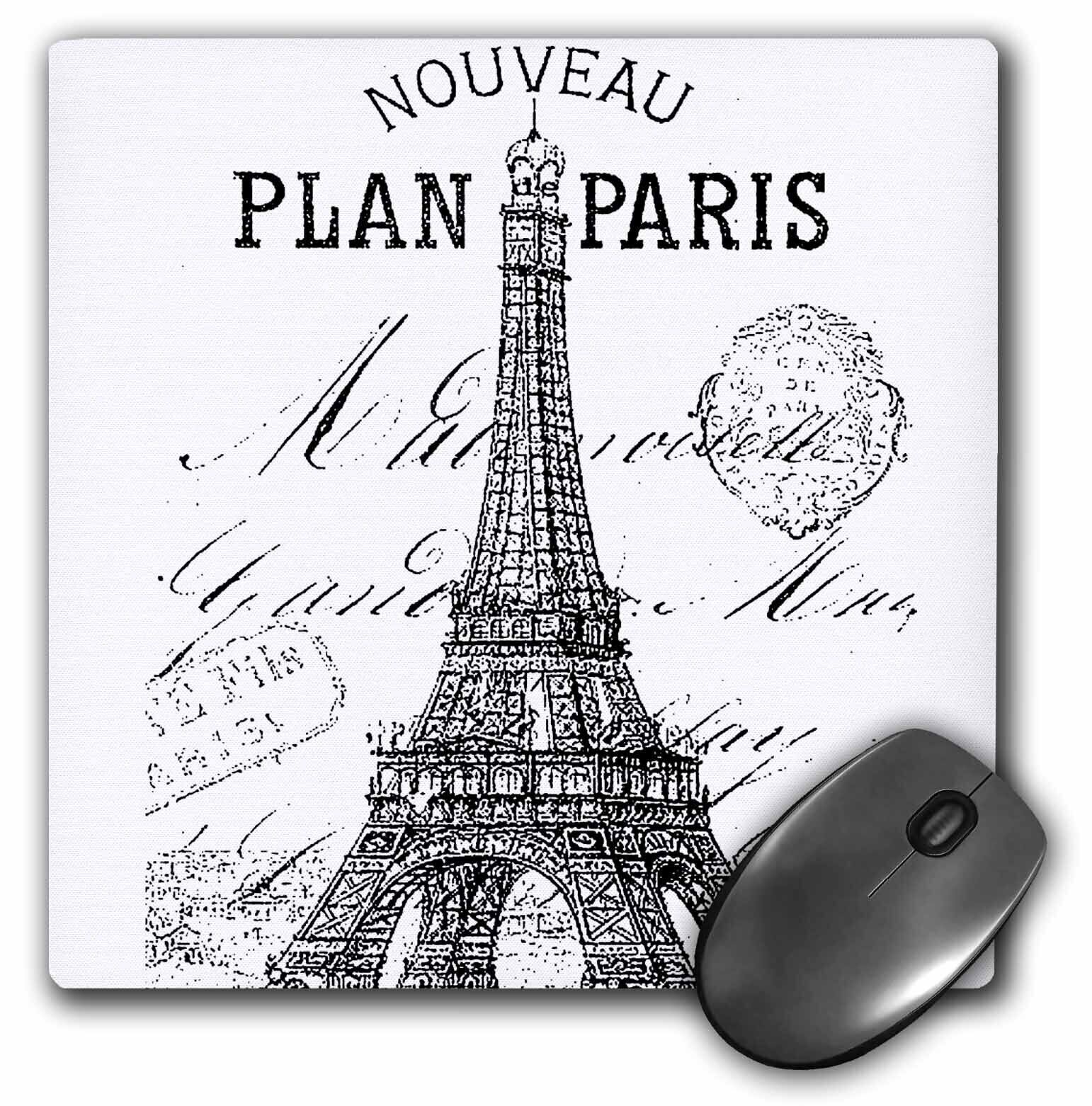3dRose Nouveau Paris vintage Eiffel tower MousePad