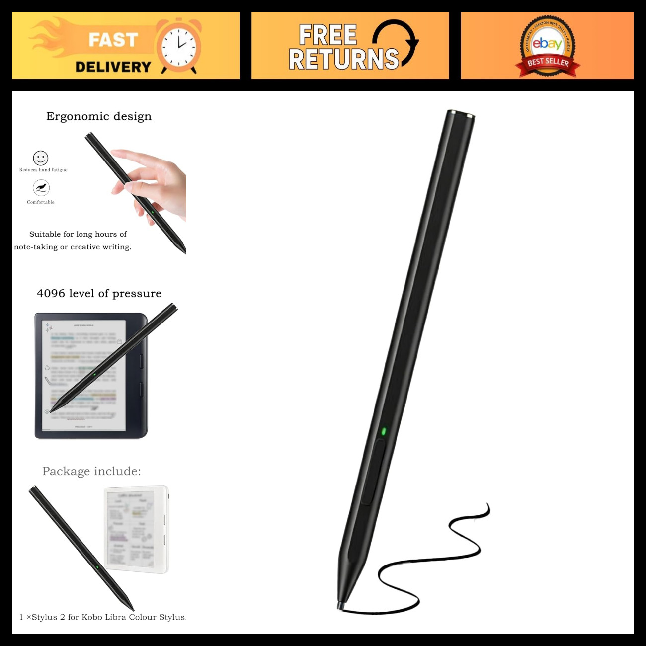 Stylus Pen for Kobo Libra & Clara eReaders | 6" & 7" Kaleido™ 3 Compatible