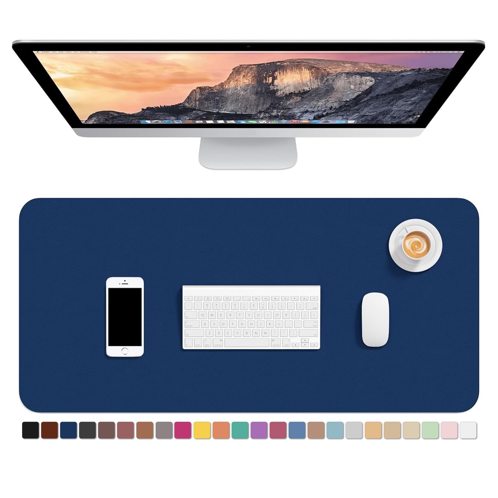 PU Leather Desk Mat XL Extended Mouse Pad Waterproof Writing Pad 30x14 Inch
