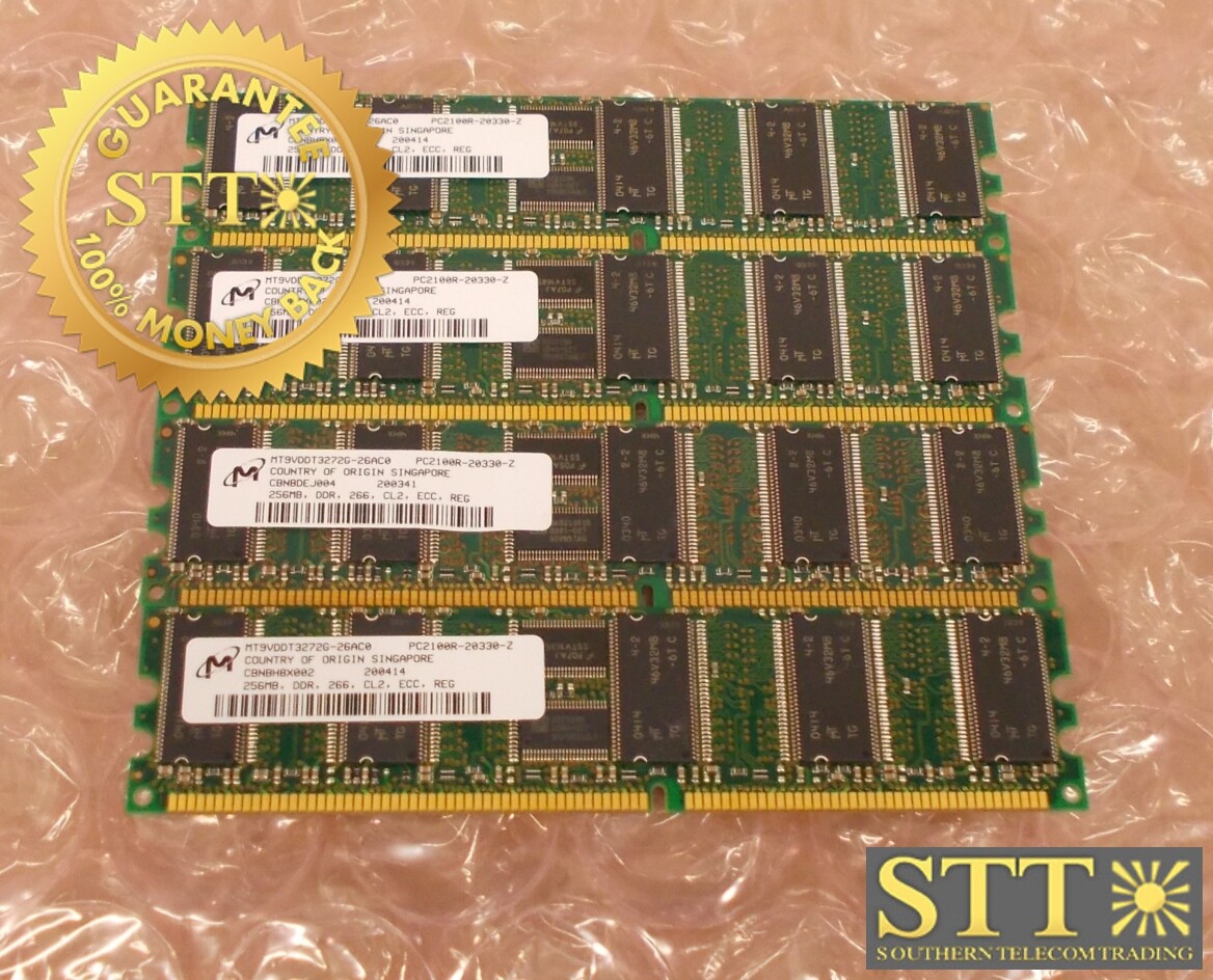 MT9VDDT3272G-26AC0 MICRON 256MB PC2100 DDR-266MHZ ECC DIMM 370-5565-01(LOT OF 4)