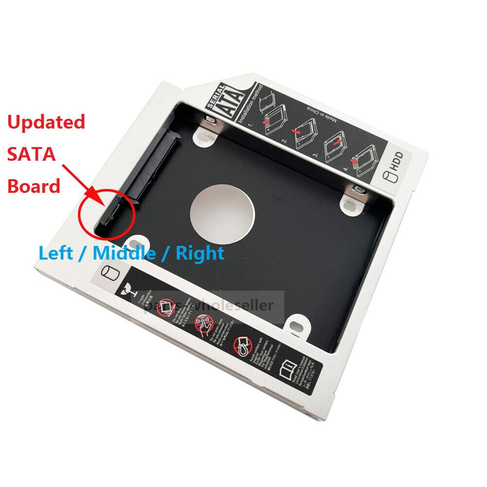 SATA 2nd HDD SSD Hard Drive Caddy Carrier Tray for 12.7mm CD DVD-ROM Optical Bay