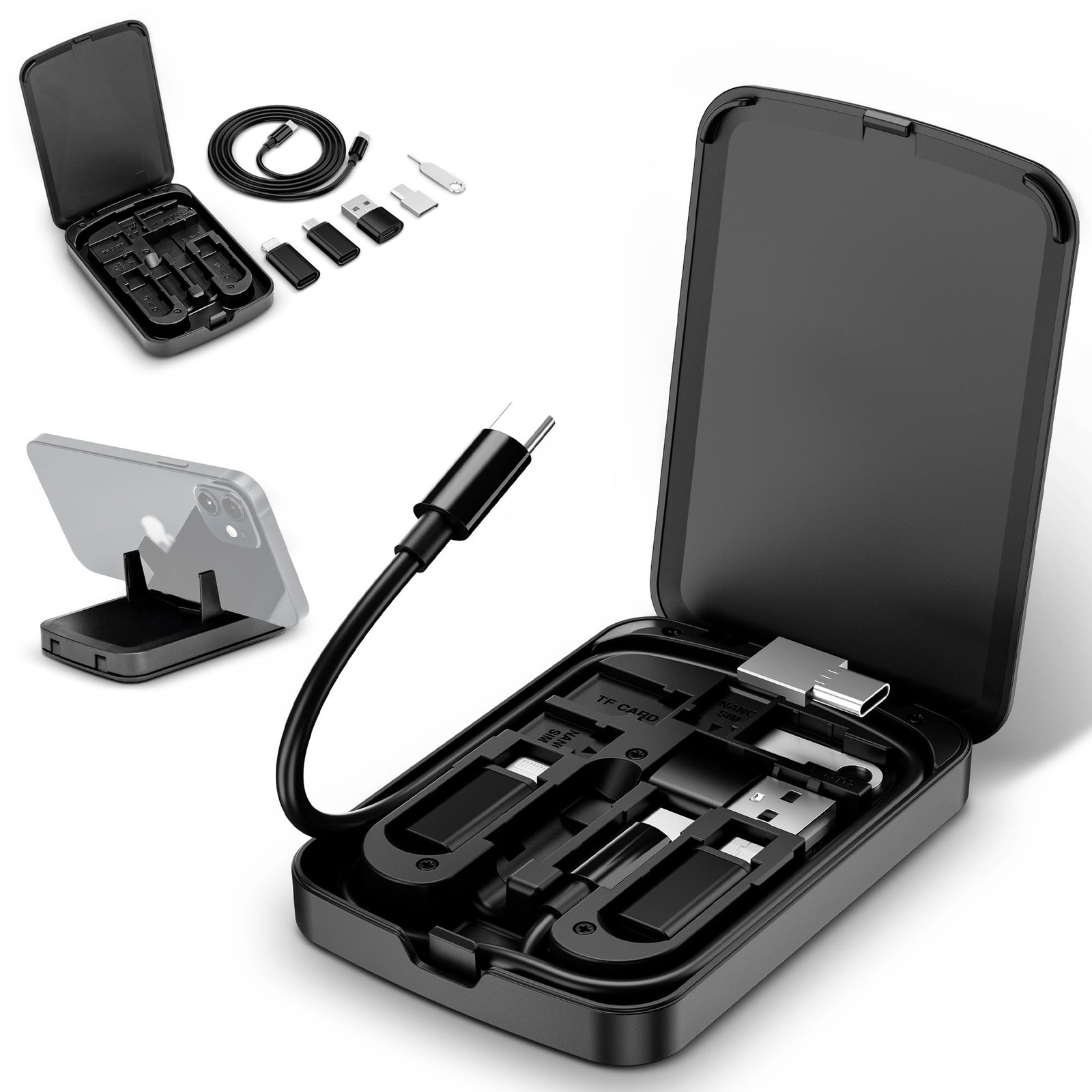 Multi-Functional Compact Cable Card with 22" Version(Black), black