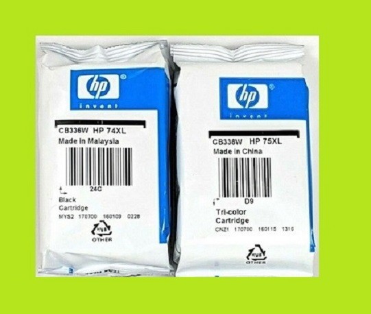 Genuine Sealed Bag Original HP 74XL Black & HP 75XL Color Inkjets NO BOX