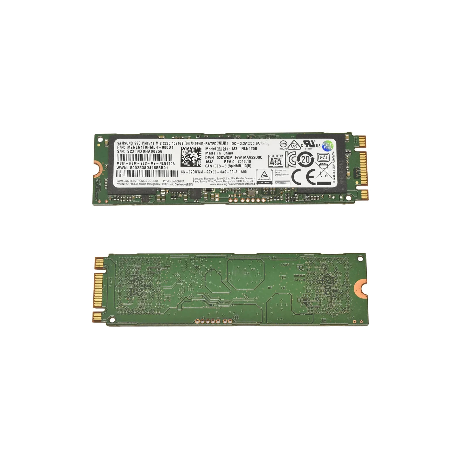 MZ-NLN1T0B Samsung PM871a  1TB TLC SATA 6Gbps M.2 2280 Internal Solid State SSD