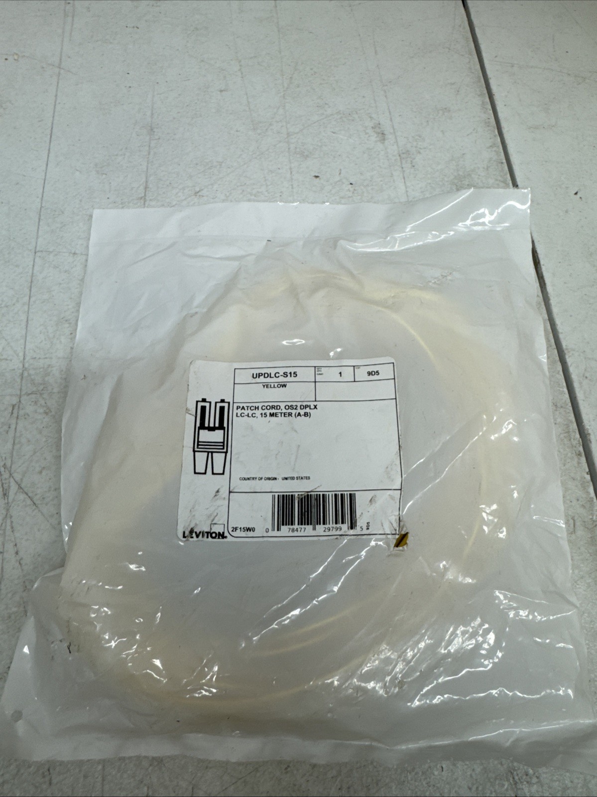 Leviton UPDLC-S15 15 Meter OFNR Duplex LC-LC Fiber Patch Cord Singlemode (OS2)