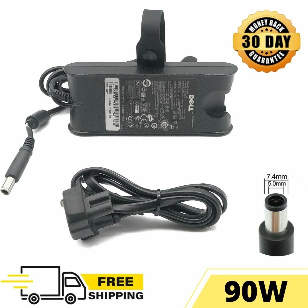 90W Dell Original AC Adapter for Laptop Latitude E6430 E7350 L2100 X300 w/cord