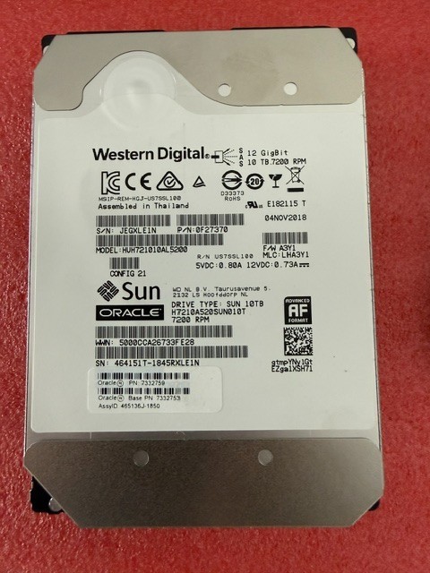 SUN/ORACLE  10TB 7.2k RPM 3.5" SAS 7332759 H7210A520SUN010T 7200 RMP