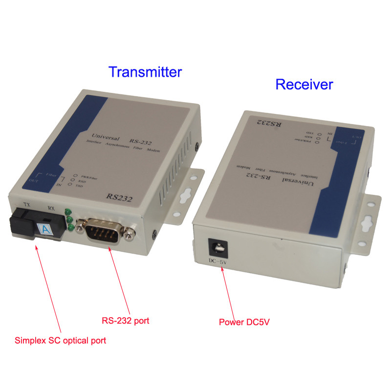 RS-232 Data Fiber Optical Extenders Converters Singlemode S/M fiber optic 20Km