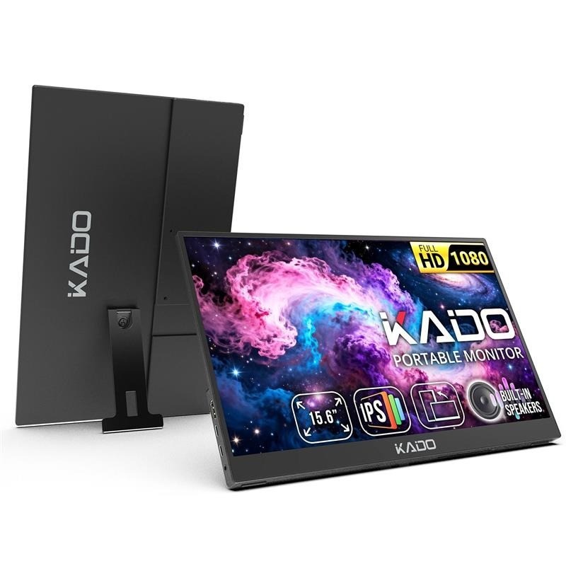 Kado Portable Monitor 15.6-Inch FHD 1920x1080 USB-C HDMI IPS Display Kickstand