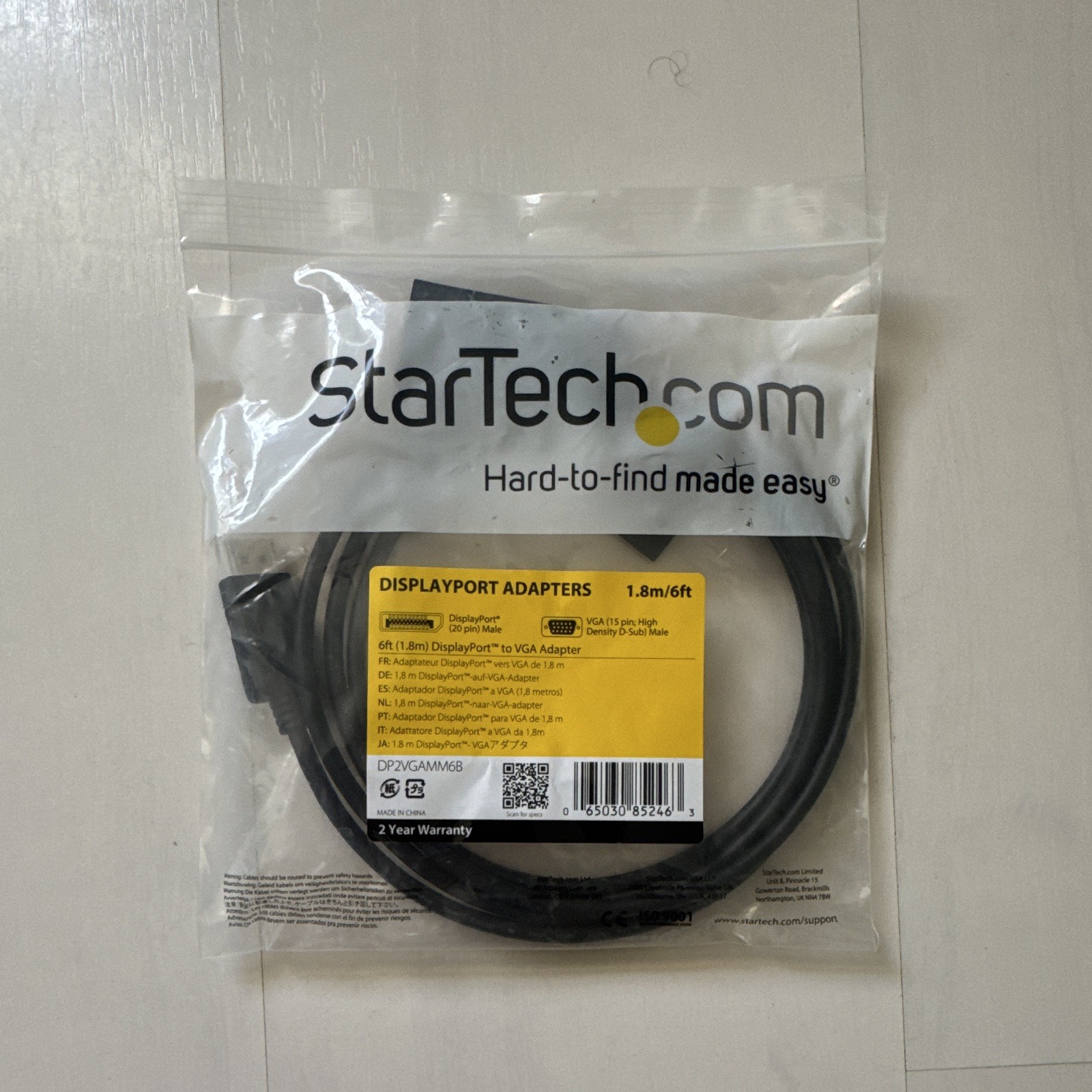 StarTech.com DP to VGA Adapter Cable 6 ft Black DisplayPort/VGA Male DP2VGAMM6B