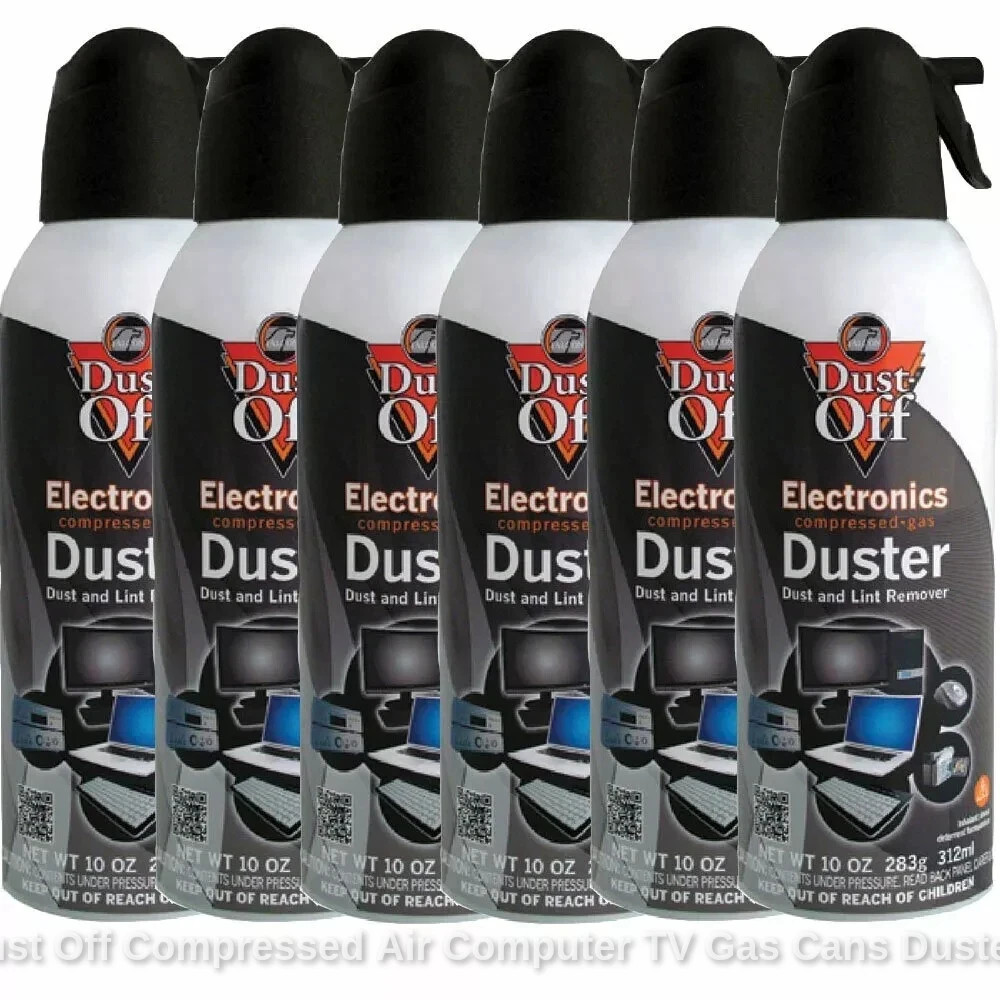 6pk Dust Off Compressed Air Computer TV Gas Cans Duster 10oz