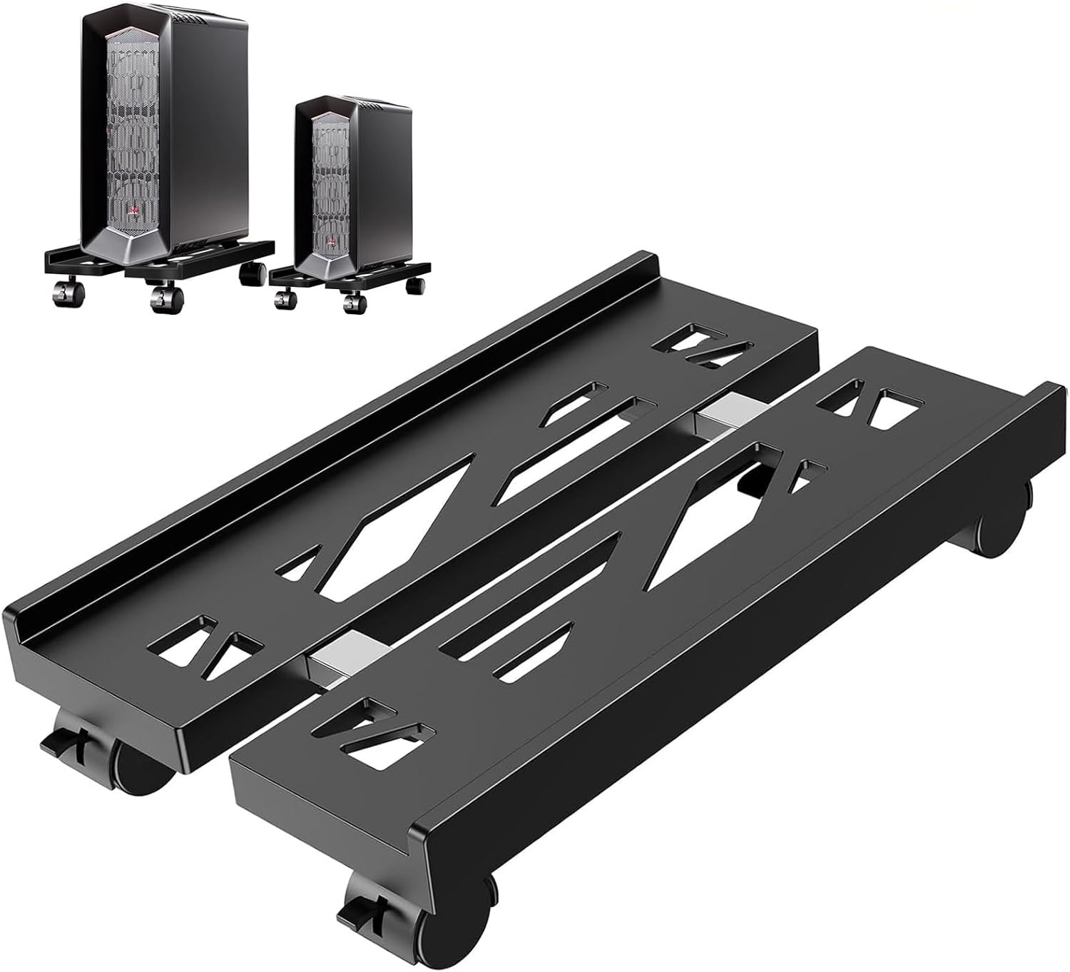 Adjustable PC Tower Stand for Carpet Black Computer Floor Stand