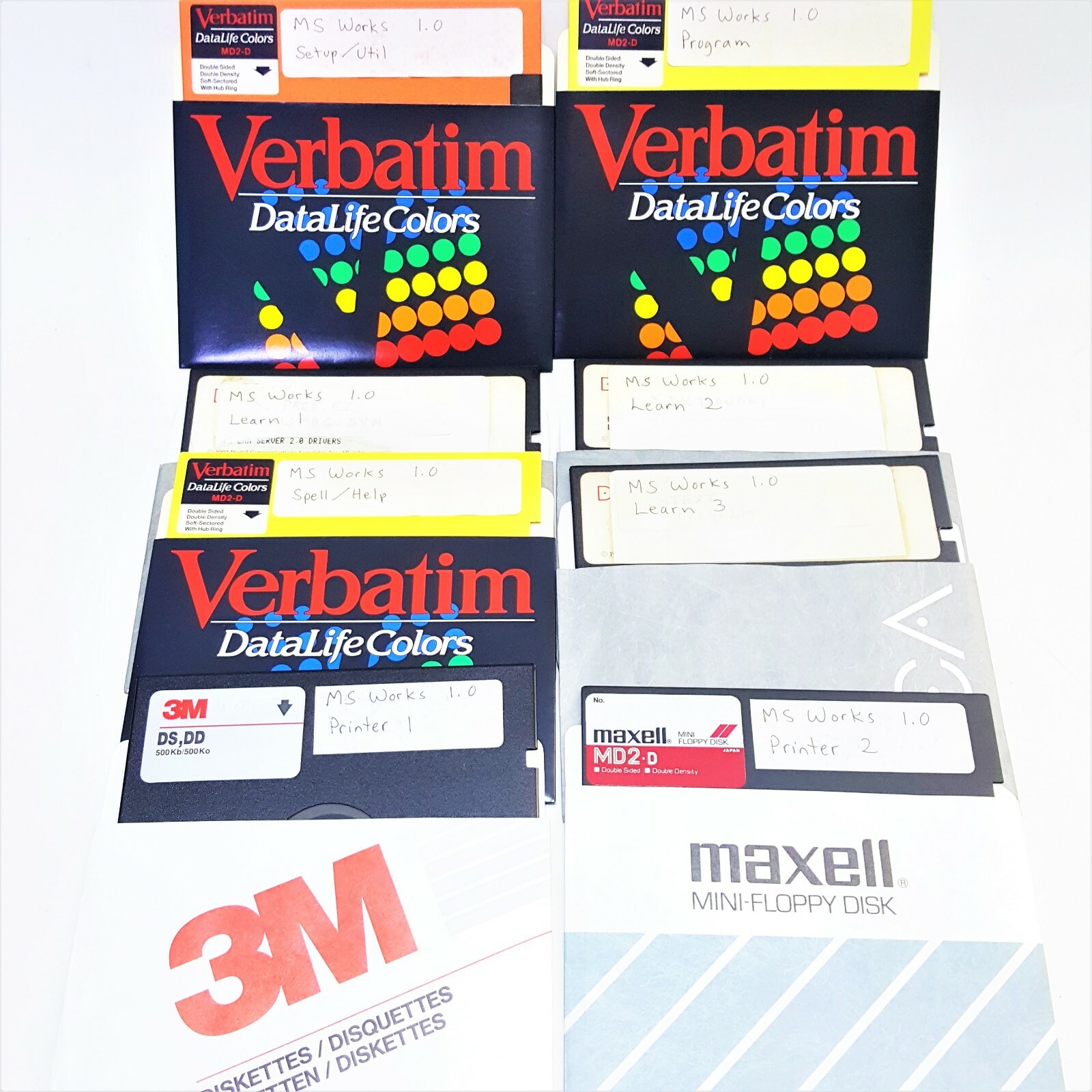 Vintage MICROSOFT WORKS 1.0 1988 PC Complete 8 5.25" Floppy Disks Not Tested