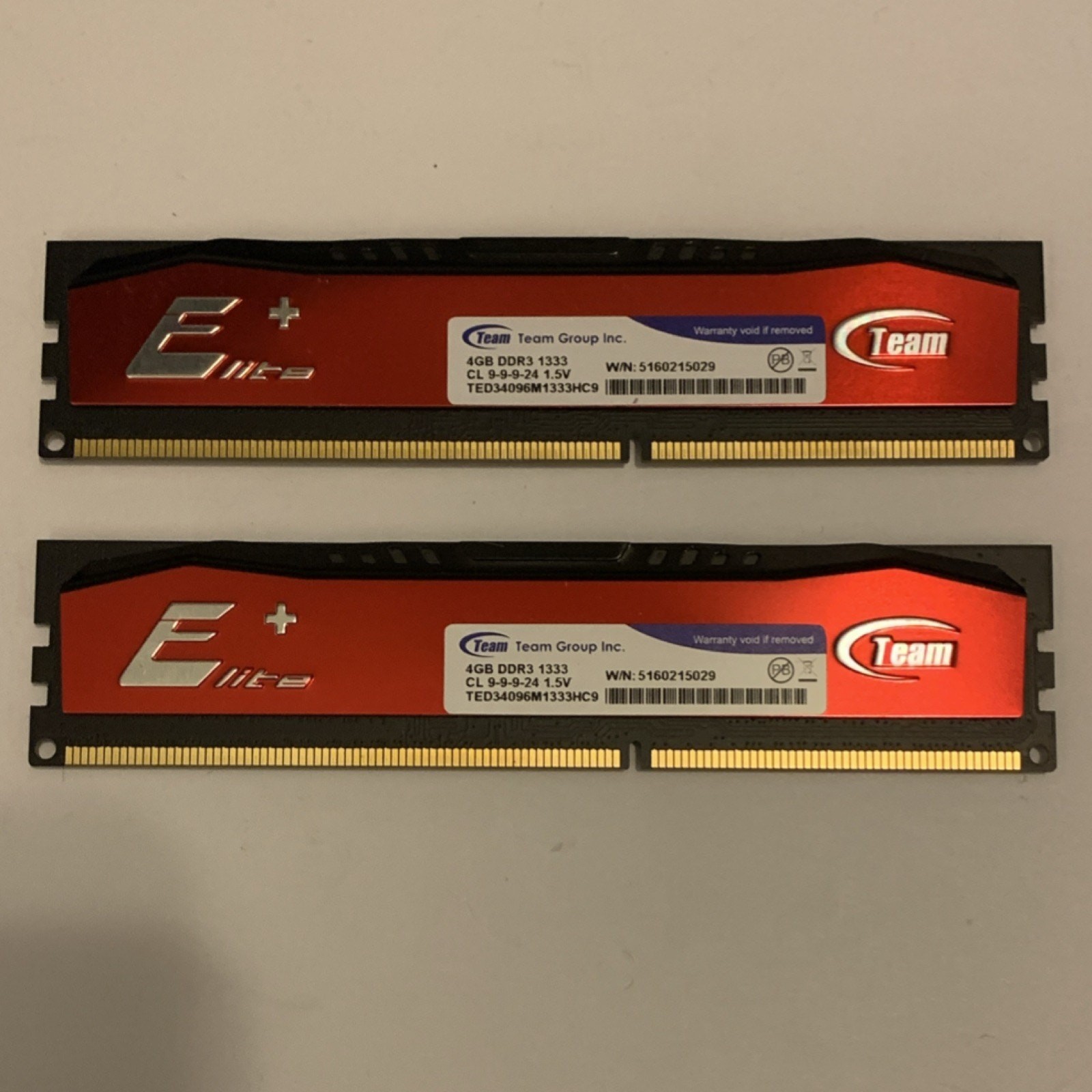 Team Group Elite Plus 8GB (2x4GB) DDR3-1333 DIMM RAM TED34096M1333HC9 240-Pin
