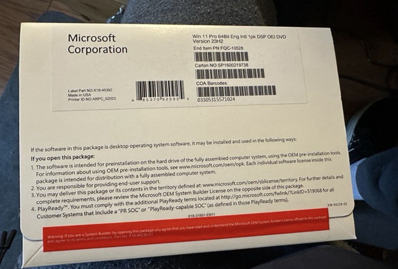 1-Microsoft Windows 11 Pro OEM DVD 64-Bit Genuine License New Seal