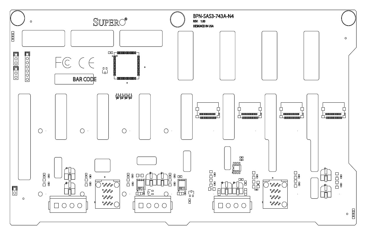Supermicro BPN-SAS3-743A-N4 8-port 4U/Tower (SC743/745) 3.5-inch SAS3/SAS2/SATA3