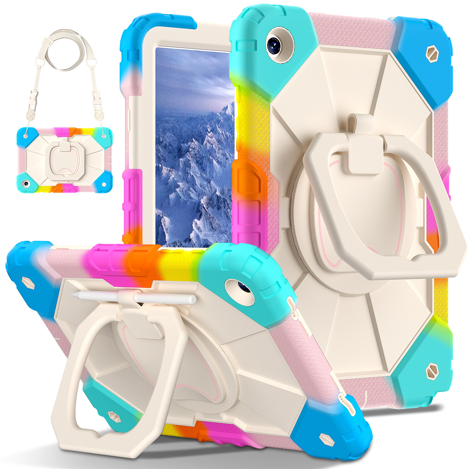 For Samsung Galaxy Tab A9/A9+/A8/A7 Lite Shockproof Stand Case w/Shoulder Strap