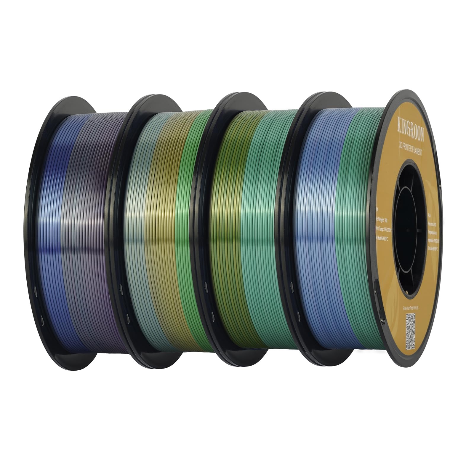 4KG Silk PLA Filament Bundle Rainbow PLA 1.75MM 3D Printing Filament Color Ch...