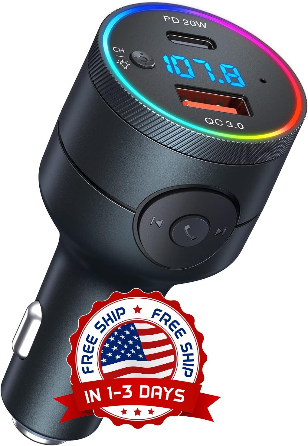 Adaptador De Auto Para Receptor Bluetooth Auxiliar Portátil Para Música Mp3 NEW.