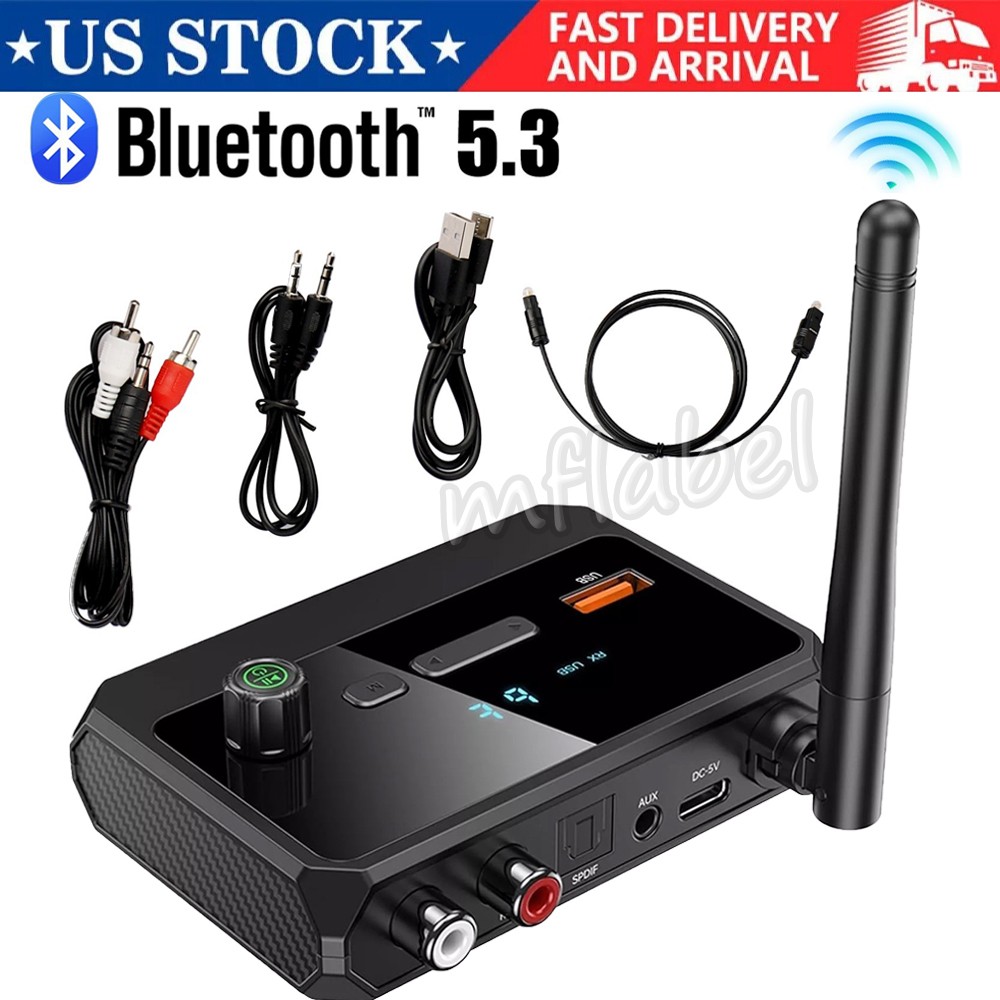 Home Stereo Audio Receiver Bluetooth 5.3 AUX USB Optical HD Music to RCA Adapter