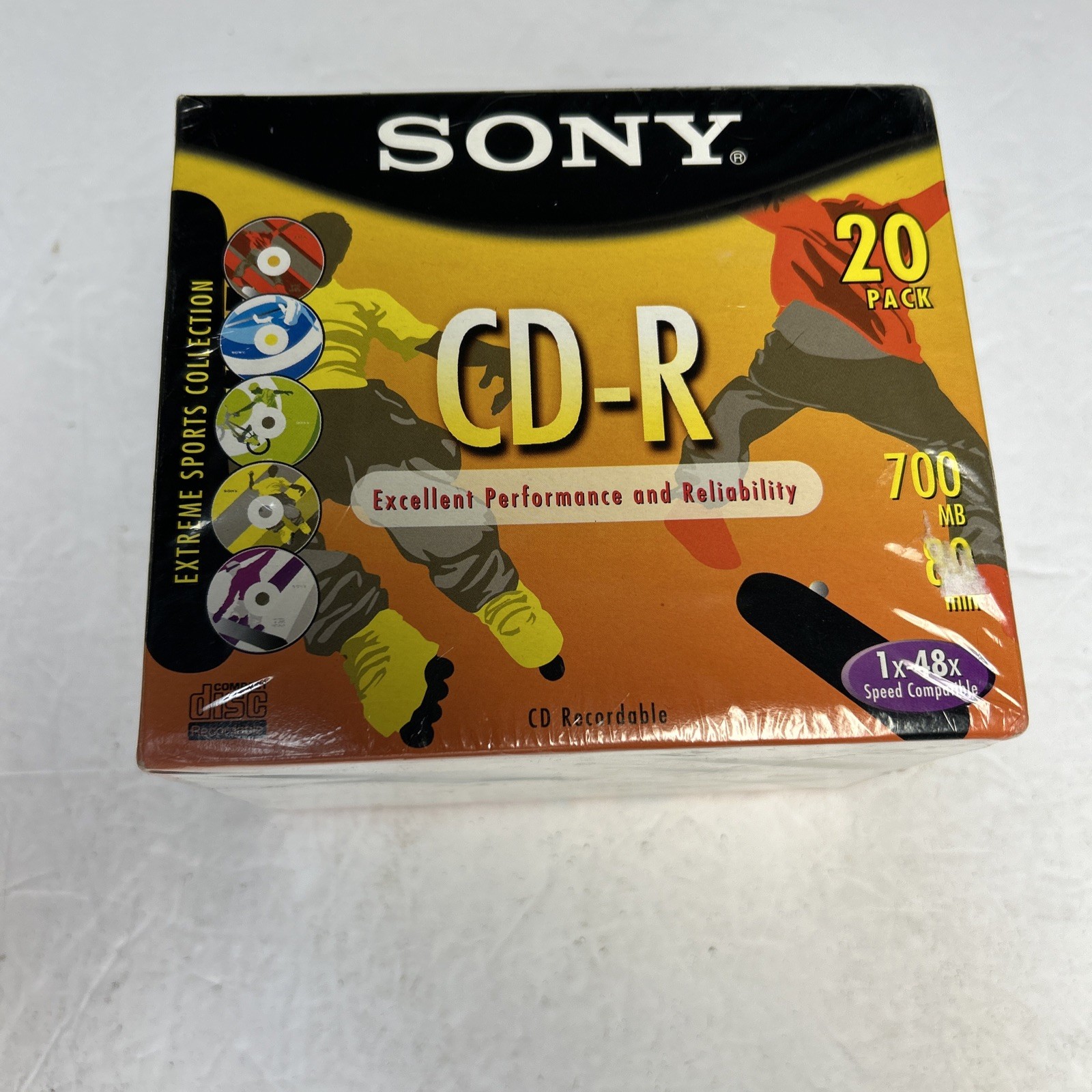 Factory Sealed 20 Pack CD-R Sony Slim Jewel Cases Color 700MB 80 Min *Read*