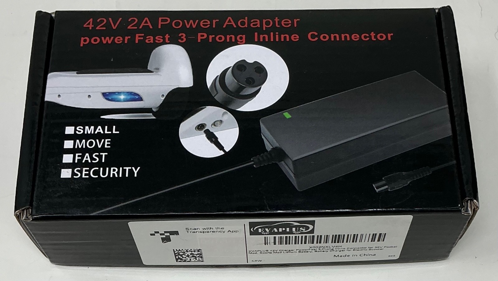 Evaplus 42V2A Power Adapter Power Fast 3 Prong Inline Connector Lithium Battery
