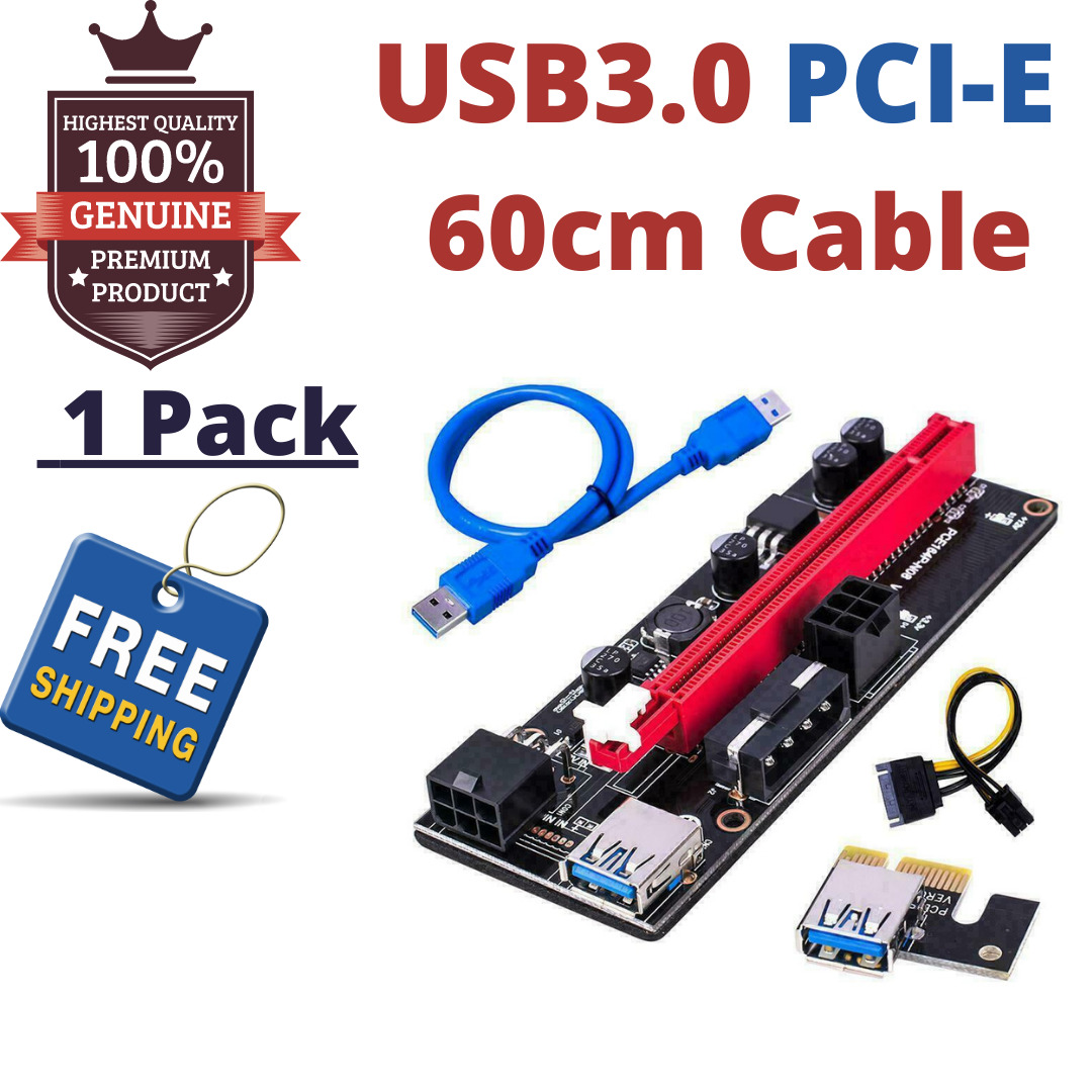 VER009S PCI-E Riser Card PCIe 1x to 16x USB3.0 Data Cable Bitcoin Mining US