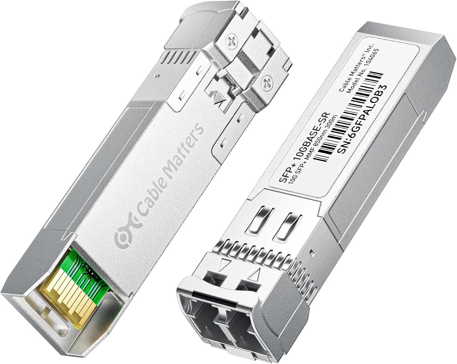 Cable Matters 2-Pack 10GBASE-SR SFP+ LC Multimode Fiber Transceiver Module 300m