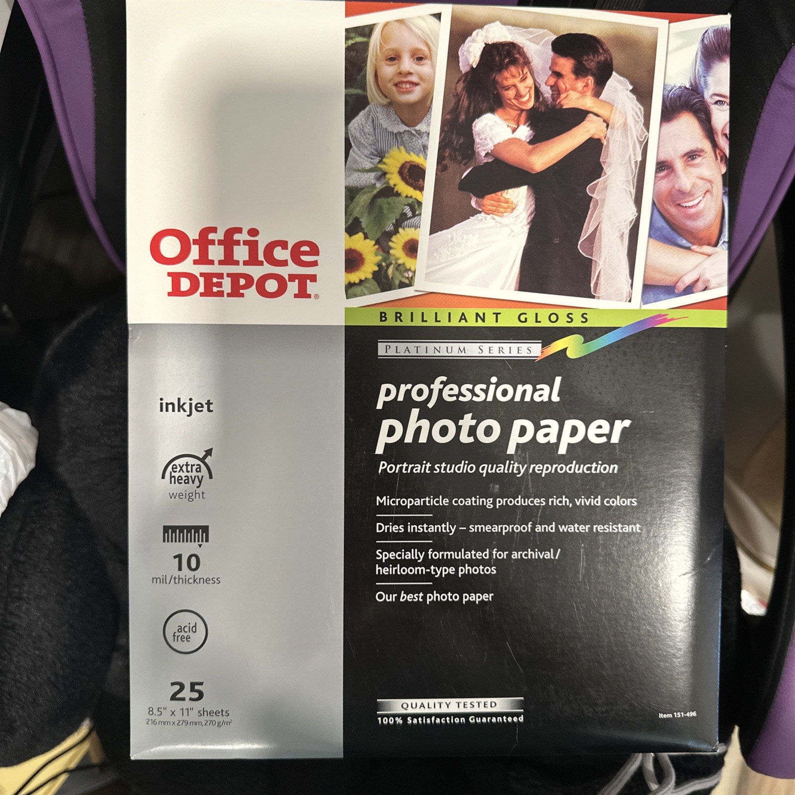 Office Depot Professional Photo Paper 151-496 Brilliant Gloss 25 Sheets 8.5 x 11