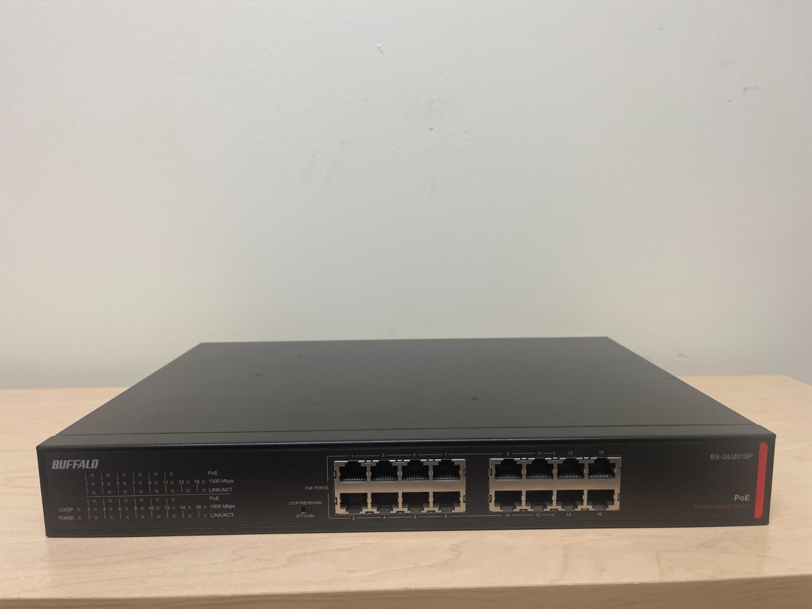 Buffalo BS-GU2016P POE 16-Port Gigabit Network Switch w/Power Cable